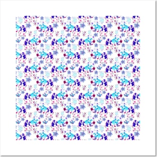 Girly Stars and Moon Panda Pattern Posters and Art